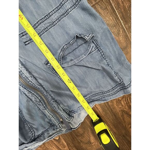 SUNDAY BLUE CHAMBRAY LYOCELL CINCH WAIST FULL ZIP LIGHTWEIGHT UTILITY JACKET XL - Picture 15 of 15